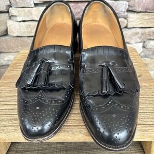 Johnson & Murphy Optima Mens Black Leather Tassel Dress Shoes 9.5 Soft Padding